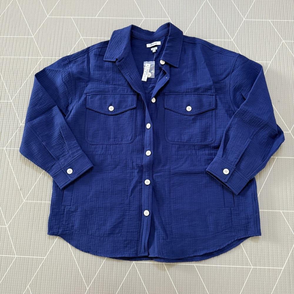 NWT Madewell Navy Blue Button-Front Shirt Jacket